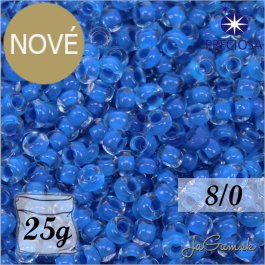 Rokajl Preciosa 8/0 Priehľadná s modrým prieťahom č.08A38-25g (PR08011)